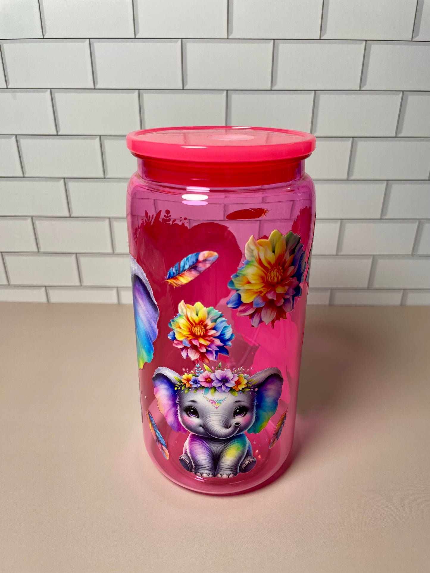 Colorful Elephant - 16oz Acrylic Tumbler