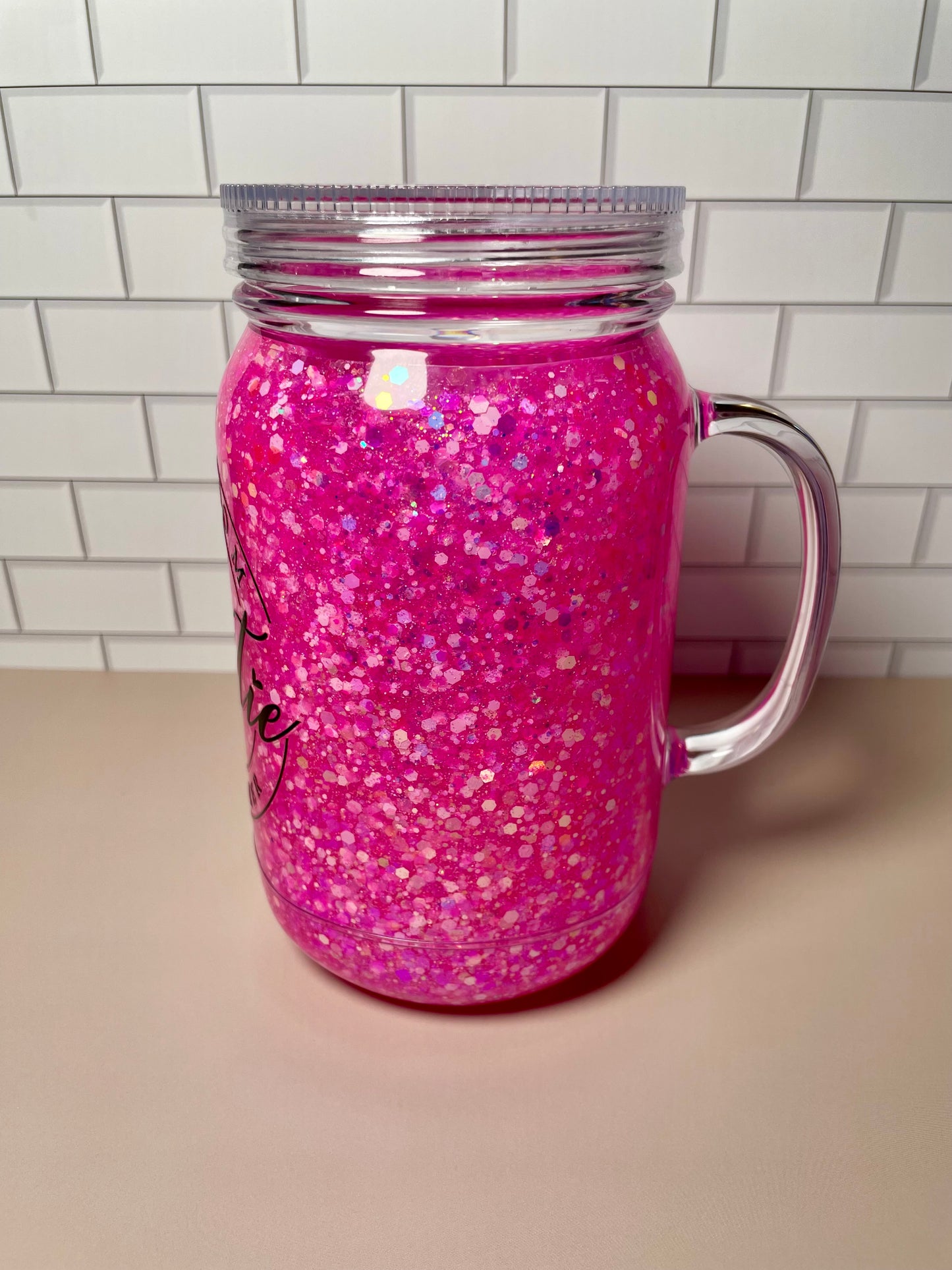 Glitter Snowglobe - 24oz Acrylic Tumbler w/ Handle