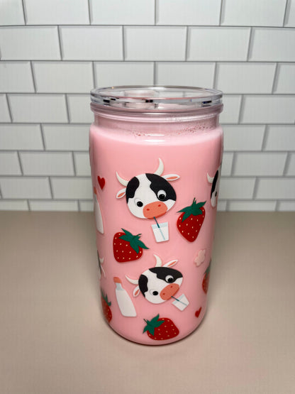 Strawberry Milk Cup - 16oz Acrylic Tumbler