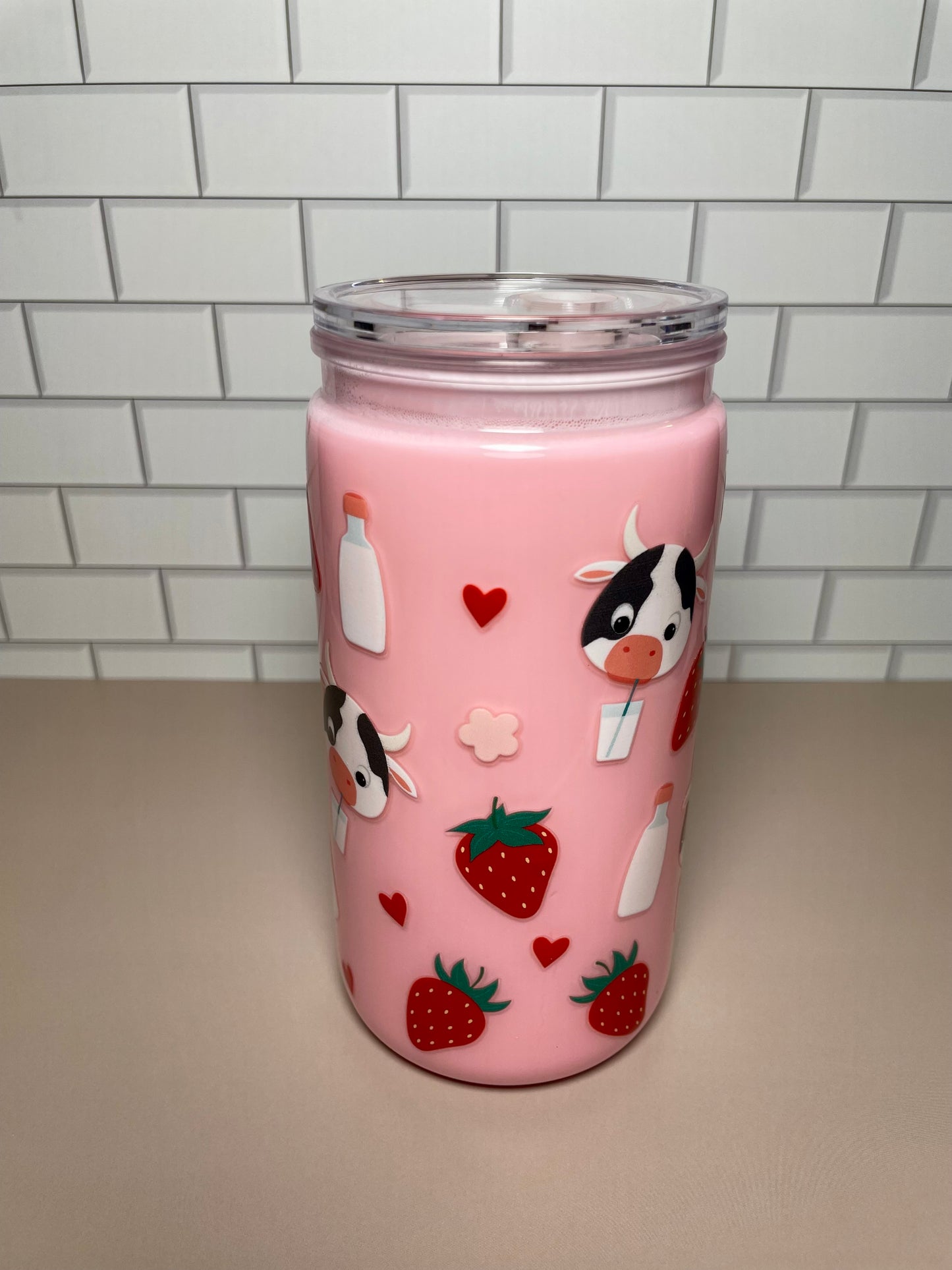 Strawberry Milk Cup - 16oz Acrylic Tumbler