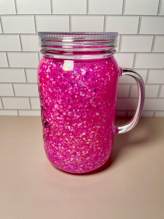 Glitter Snowglobe - 24oz Acrylic Tumbler w/ Handle