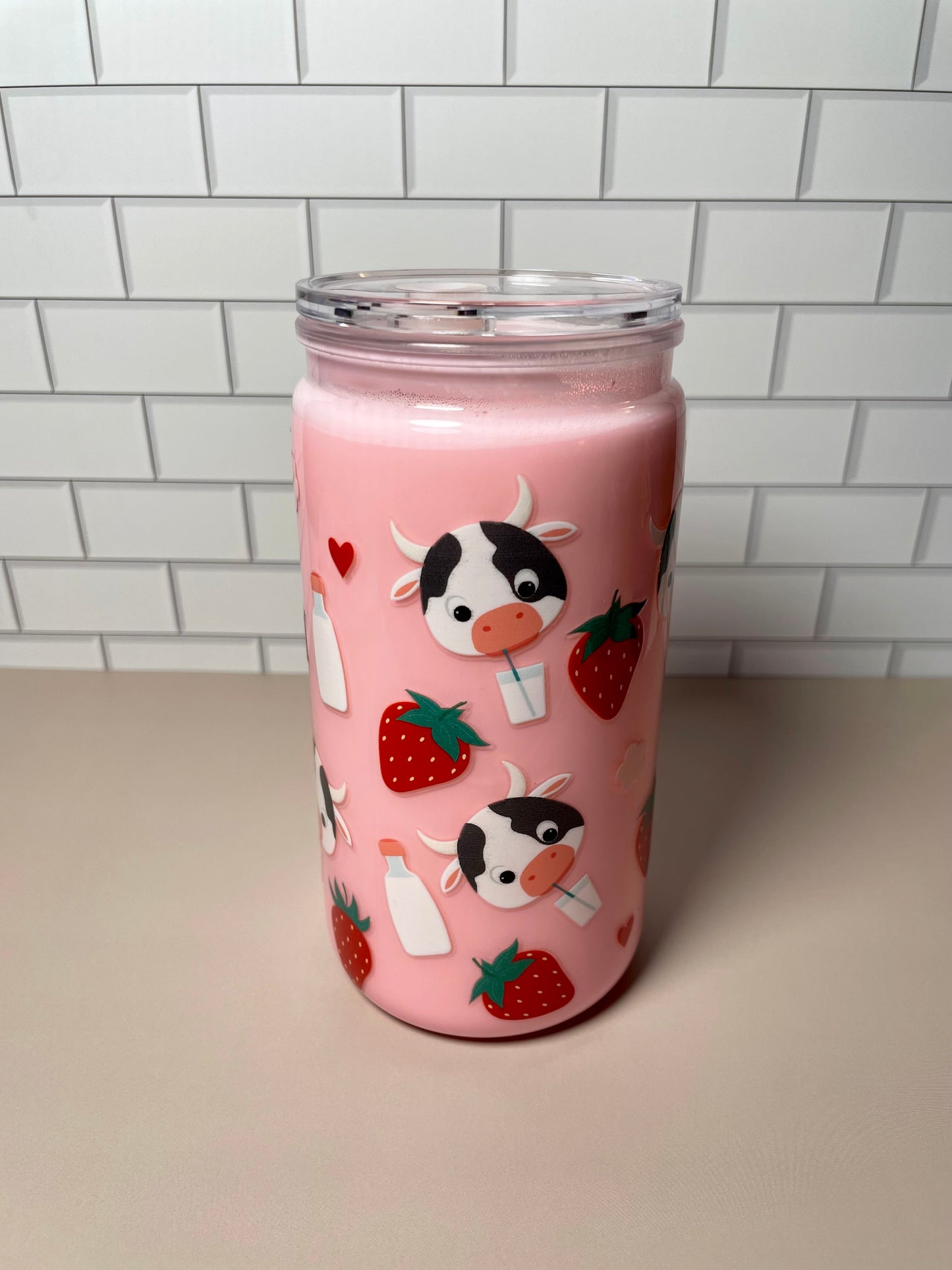 Strawberry Milk Cup - 16oz Acrylic Tumbler
